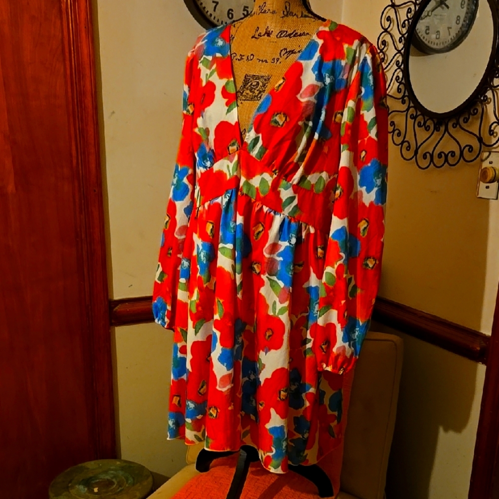 Floral V-Neck Dress 2XL Curve Dress